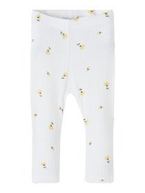NAME IT Blomster Rib Leggings Fabina Bright White